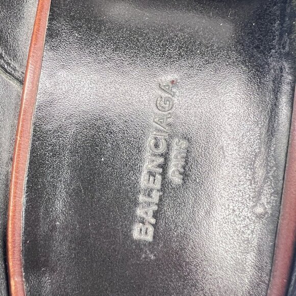 Balenciaga Men Size EU 41 US 8 Black Leather Slide Mules Plain Toe Sandal - Picture 12 of 13